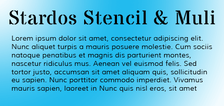 stardos stencil and muli google fonts