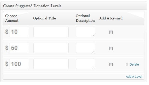 Suggested Donation Levels