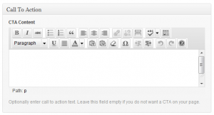 Animate WordPress-Screenshot of call to action box on edit screen