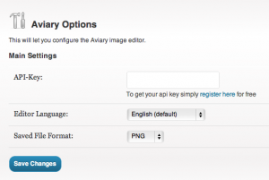 Image Editor-Screenshot of Aviary Editor Settings