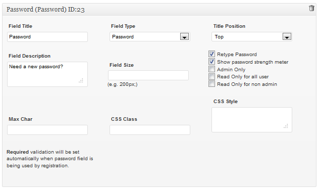 WordPress User Plugin \- Screenshot of User Meta field editor