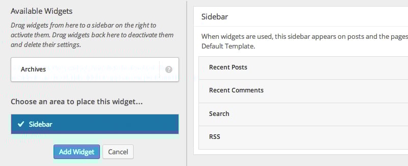 Widgets Area Chooser