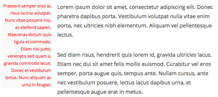 Screengrab showing quote formatted as red text in a left-hand sidebar