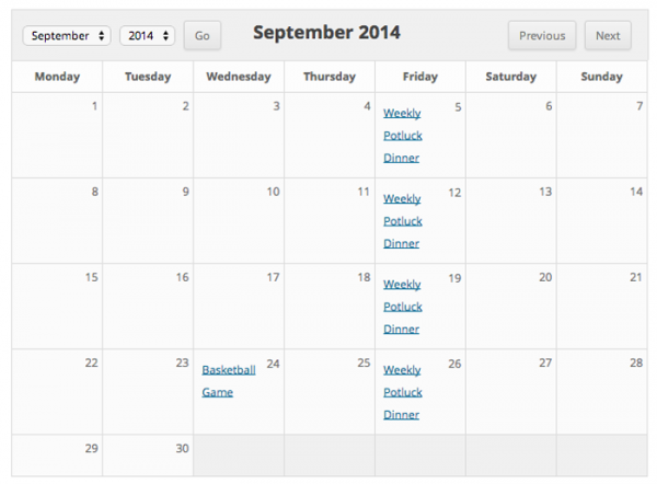 Sugar Events Calendar image