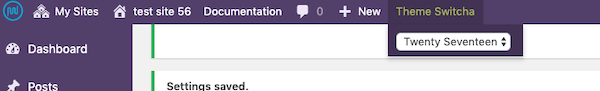 Once theme switcha is enabled users can easily toggle themes in the nav bar