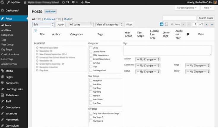 WordPress admin bulk edit option