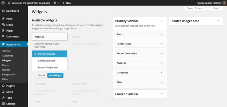 Editing WordPress widgets without a mouse