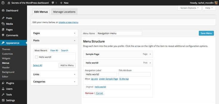 WordPress reordering menus without a mouse