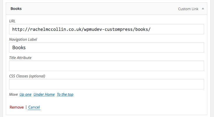 Adding a custom link to the navigation menu