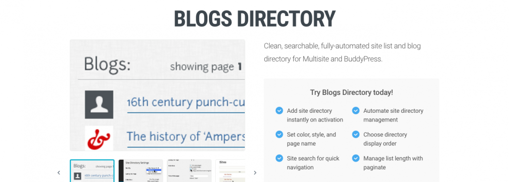 Blogs directory plugin page