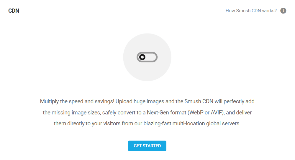 Activate Smush CDN screen.