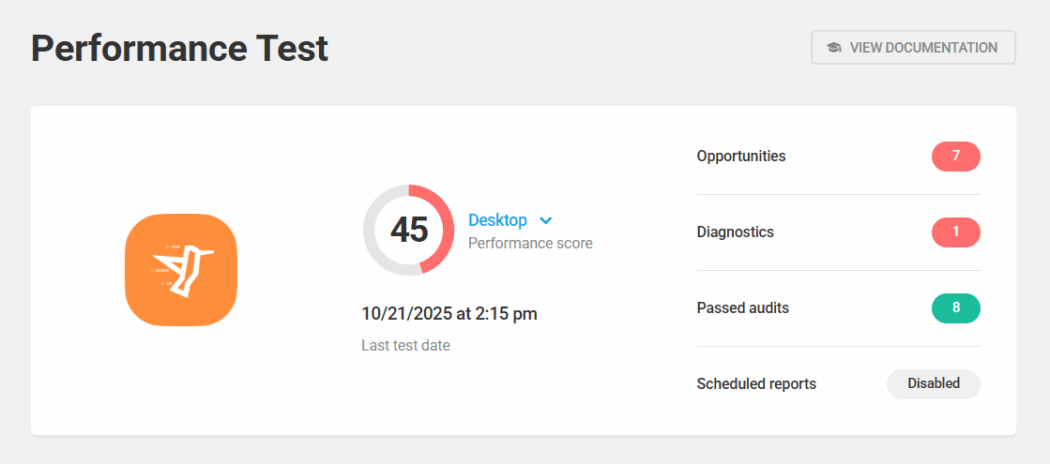 Hummingbird dashboard - Performance test results