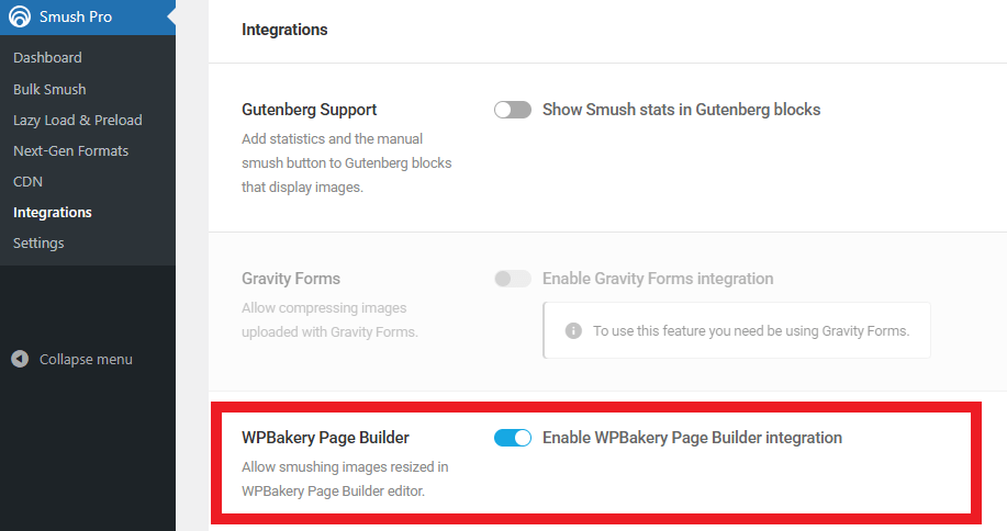 Smush WPBakery integration