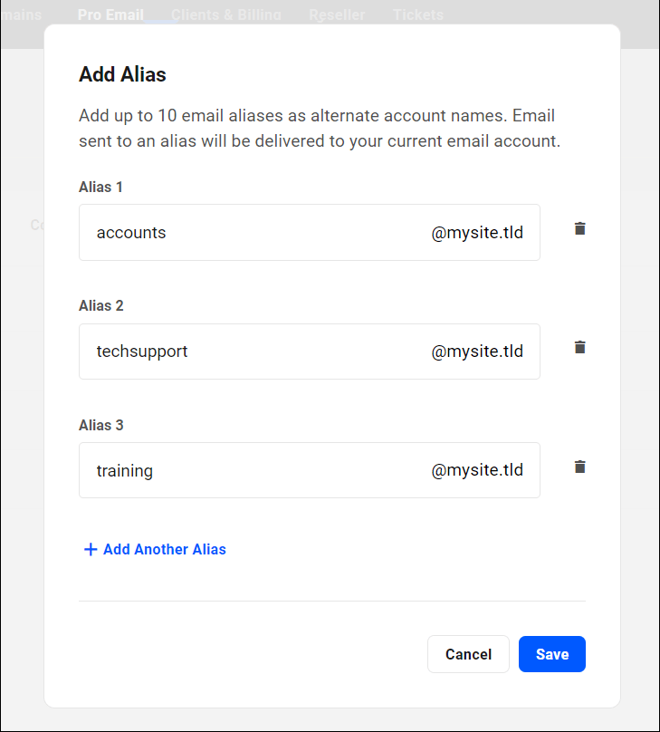 Pro Email aliases