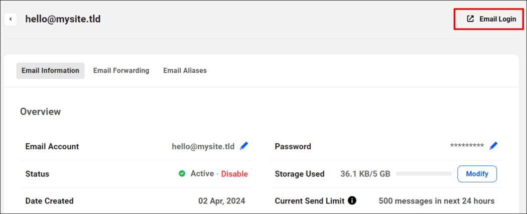 Pro Email - Email Accounts - Email Information - Email Login
