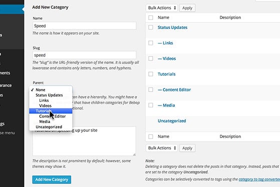 Organize 'Categories' into sub-categories.