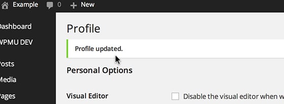 An update banner will appear letting you know your changes were successful.