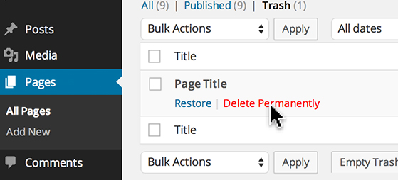 Clicking 'Delete Permanently' will remove the item immediately.