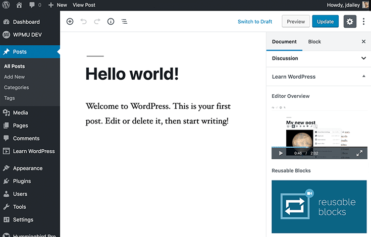 Integrated Video Tutorials in the post editor