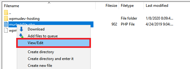 Filezilla View-Edit file option