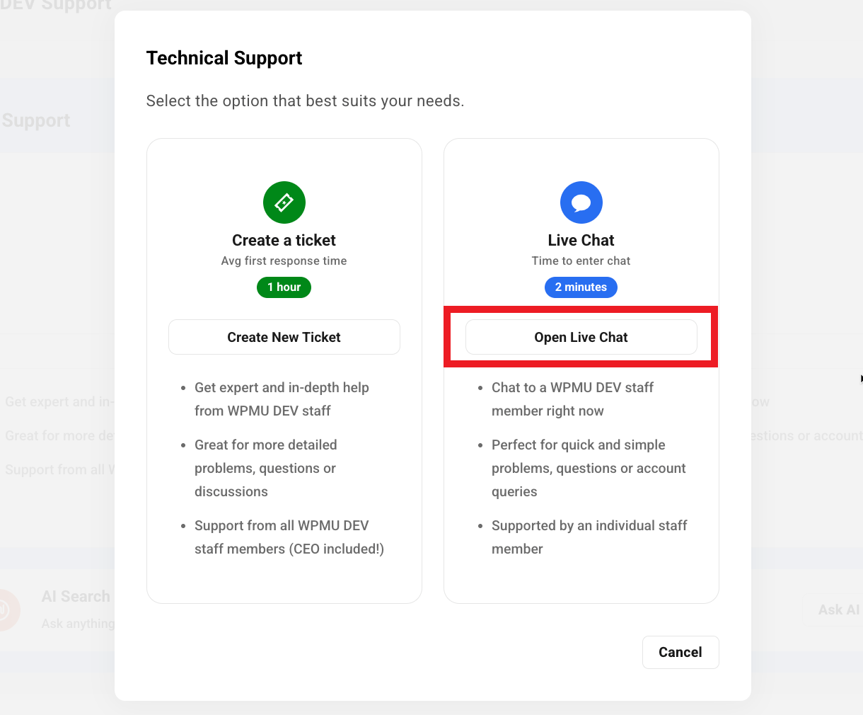 Get live chat support in the Hub