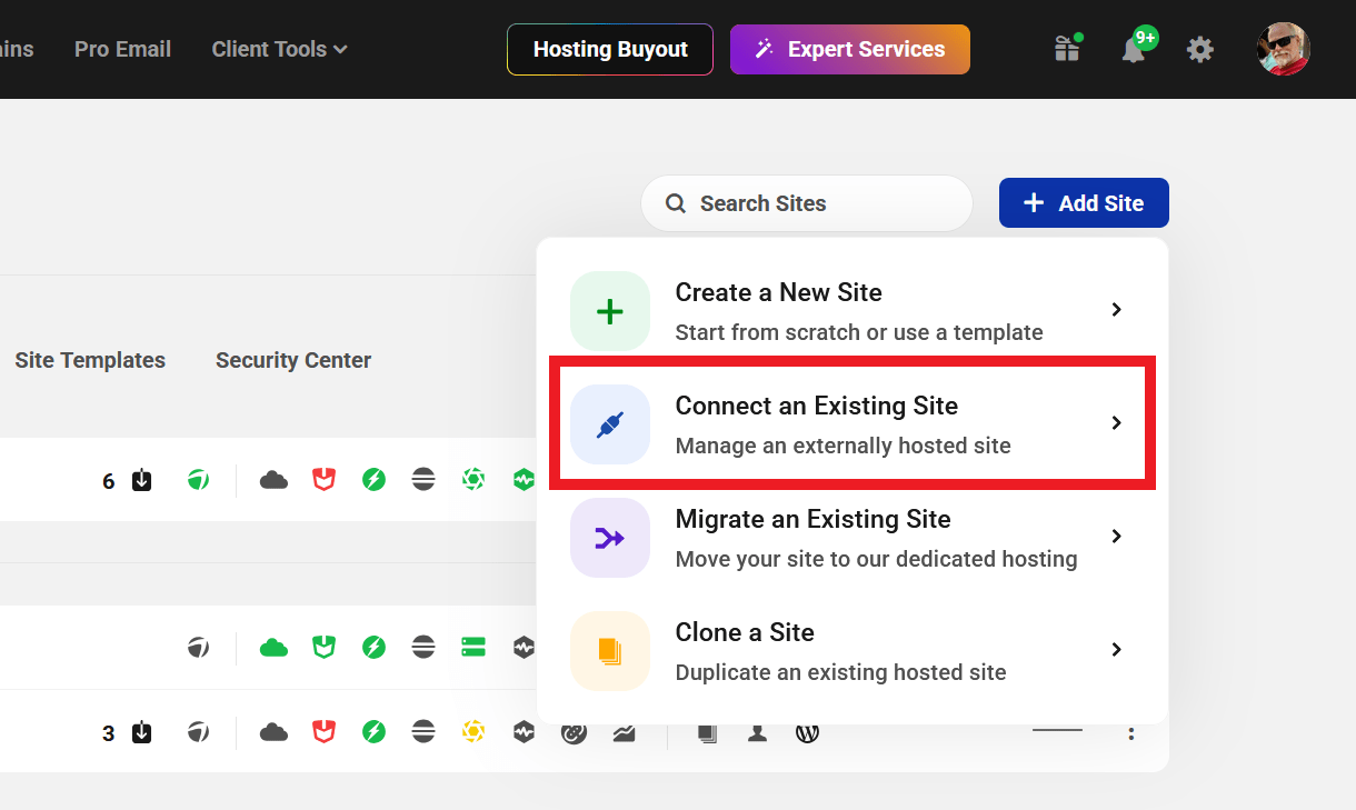 Connect a new site to The Hub