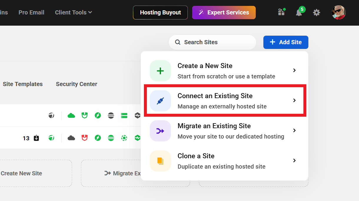Connect a new site to The Hub