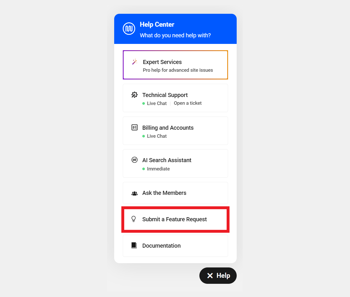 Post a feature request from The Hub