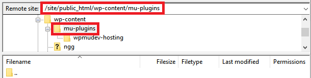 Filezilla path to mu-plugins folder