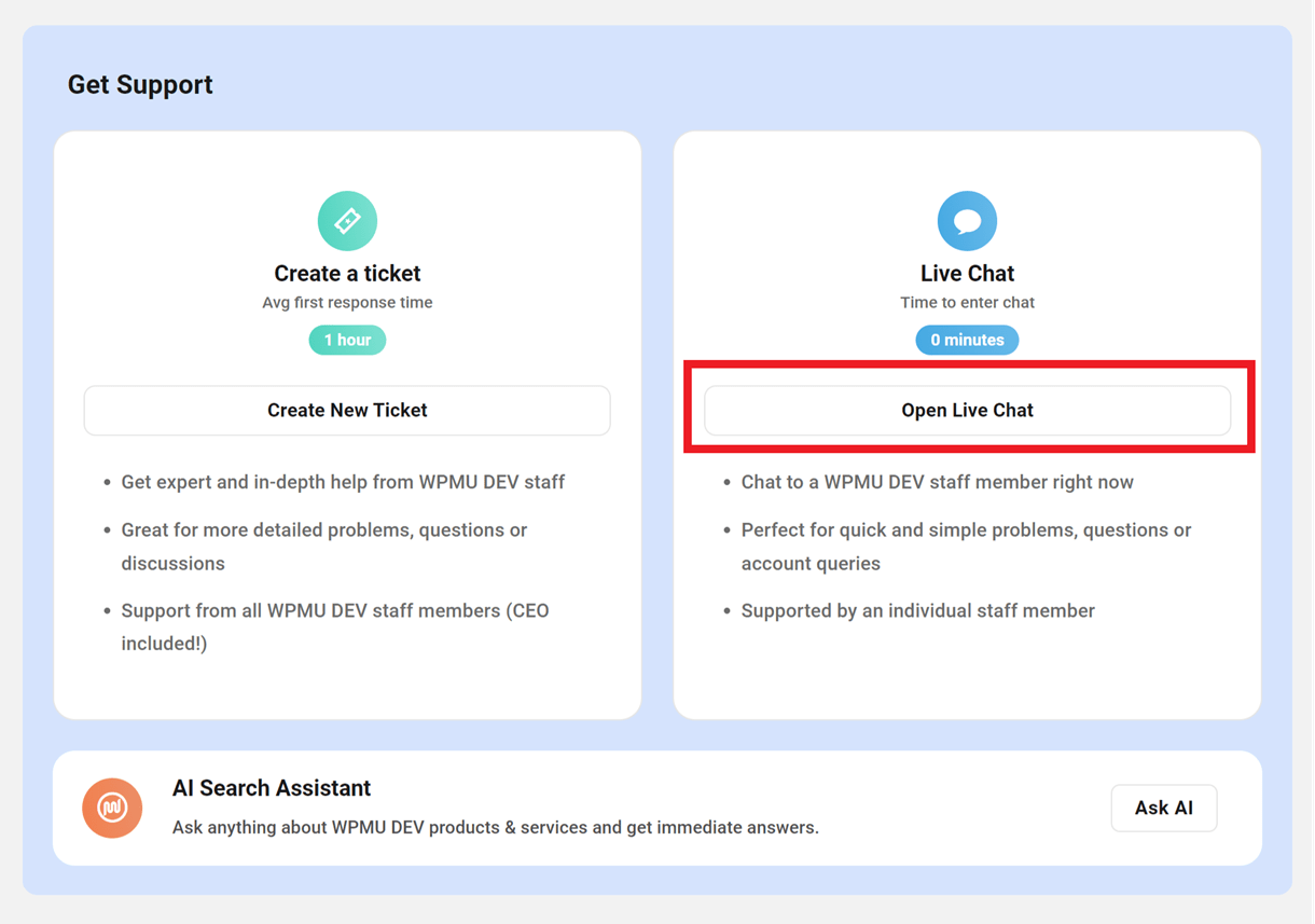support live chat