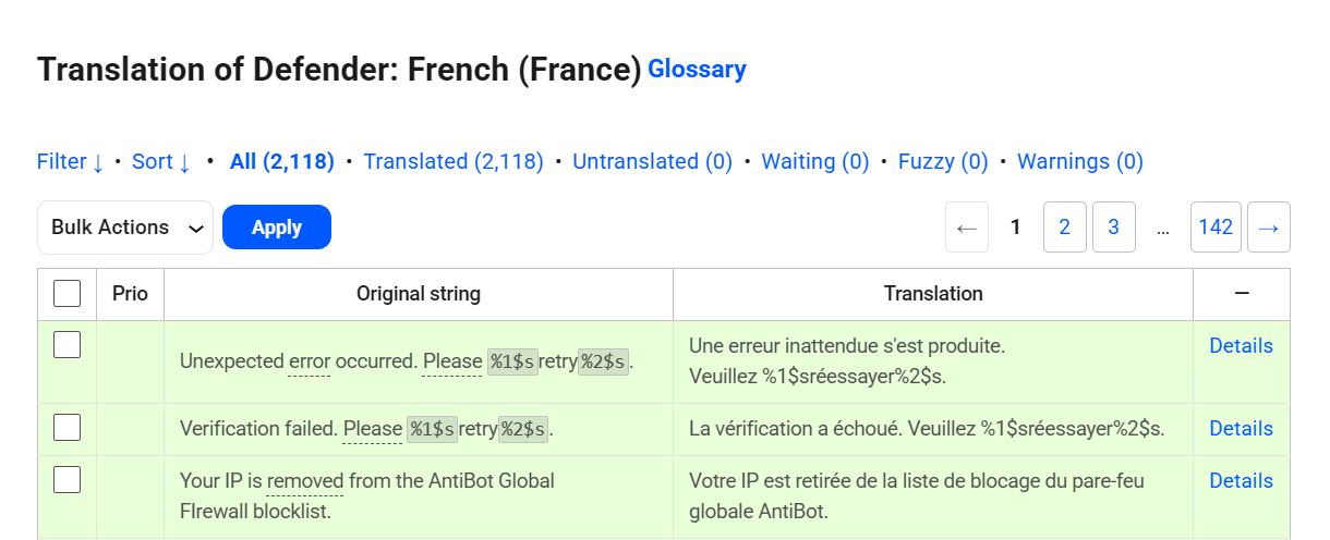 Language selected for WPMU DEV project translation