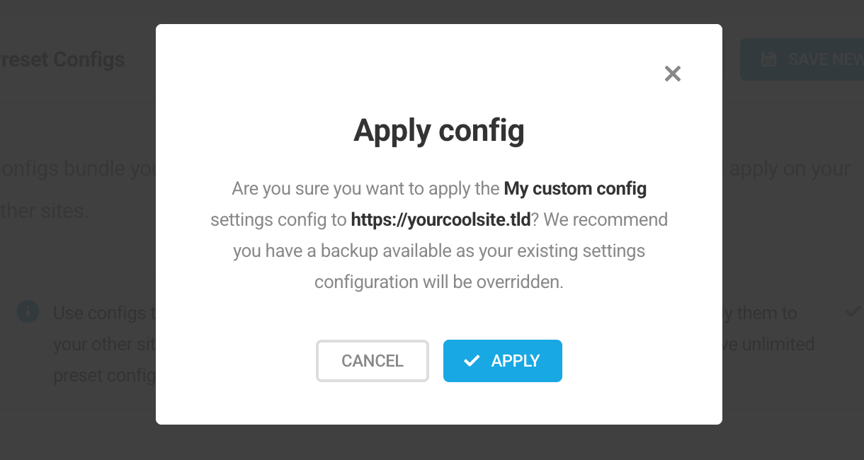 Apply config confirmation
