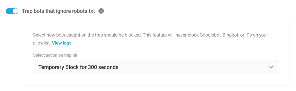Enable Trapping bots that ignore robots.txt