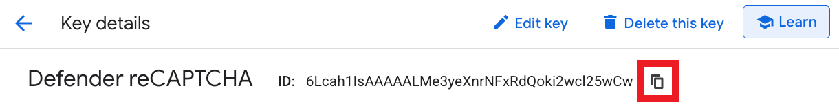 Copy recaptcha enterprise API key