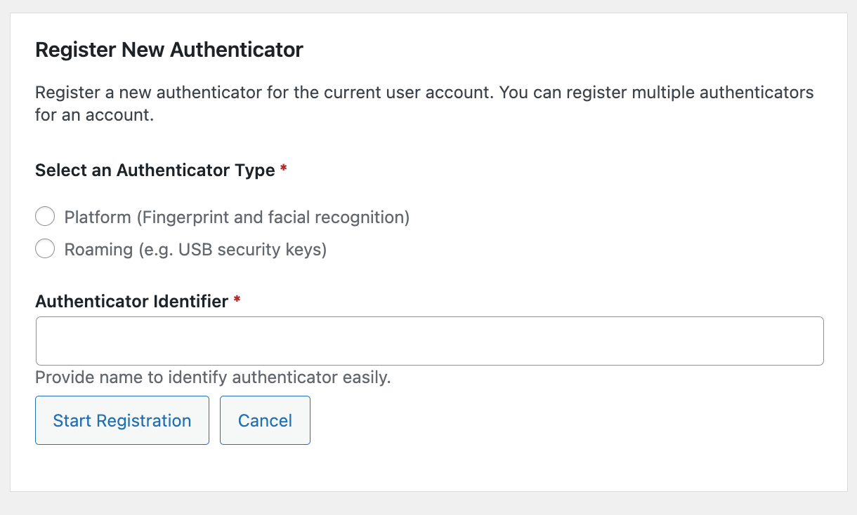 Register new authenticator