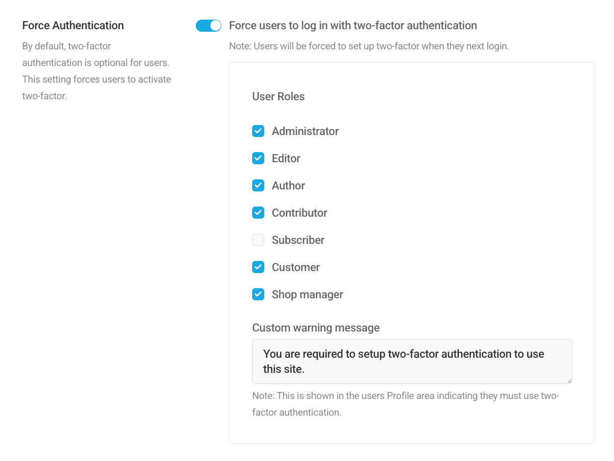Force two-factor authentication per user role in Defender