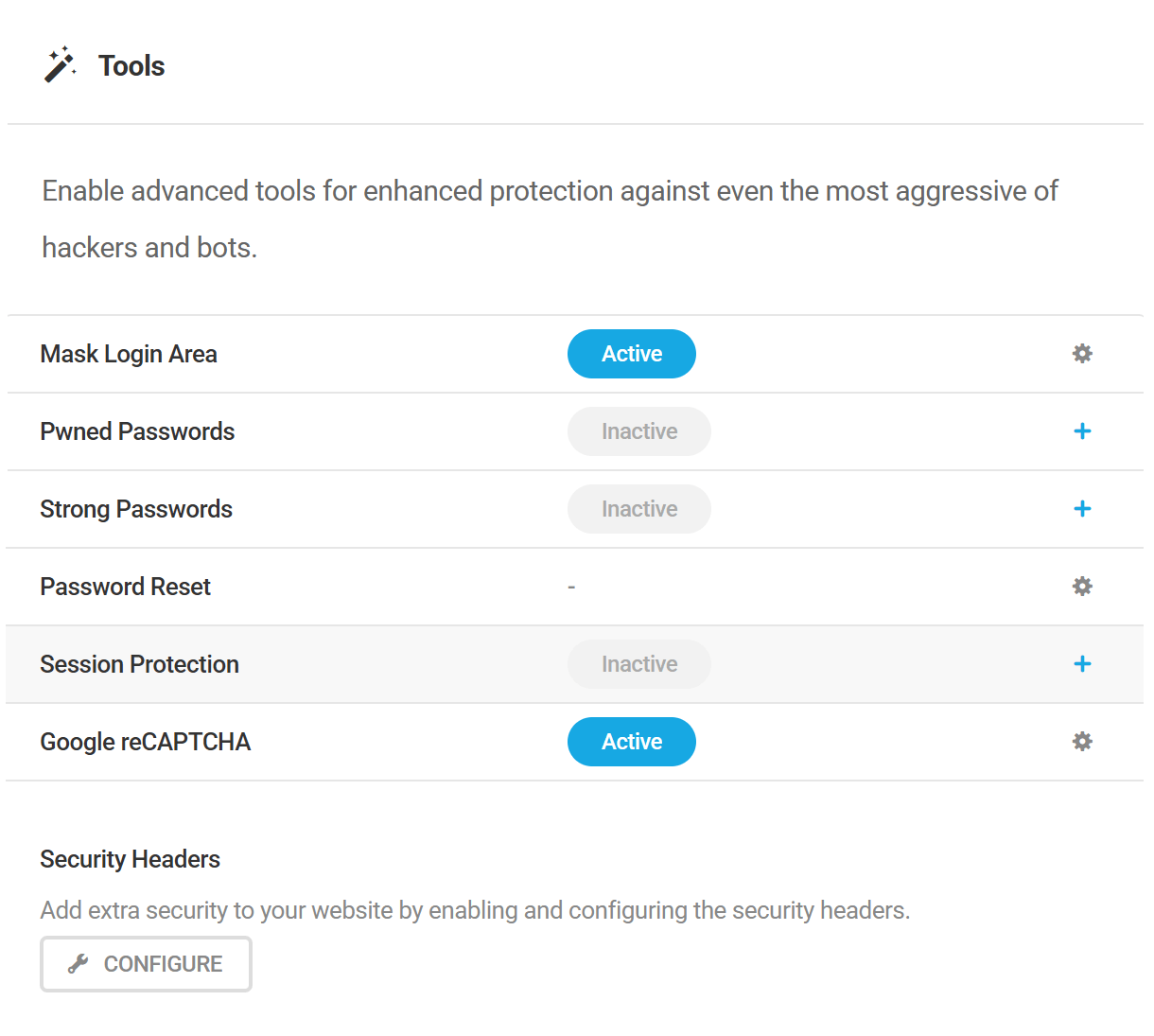 Tools widget in Defender dashboard