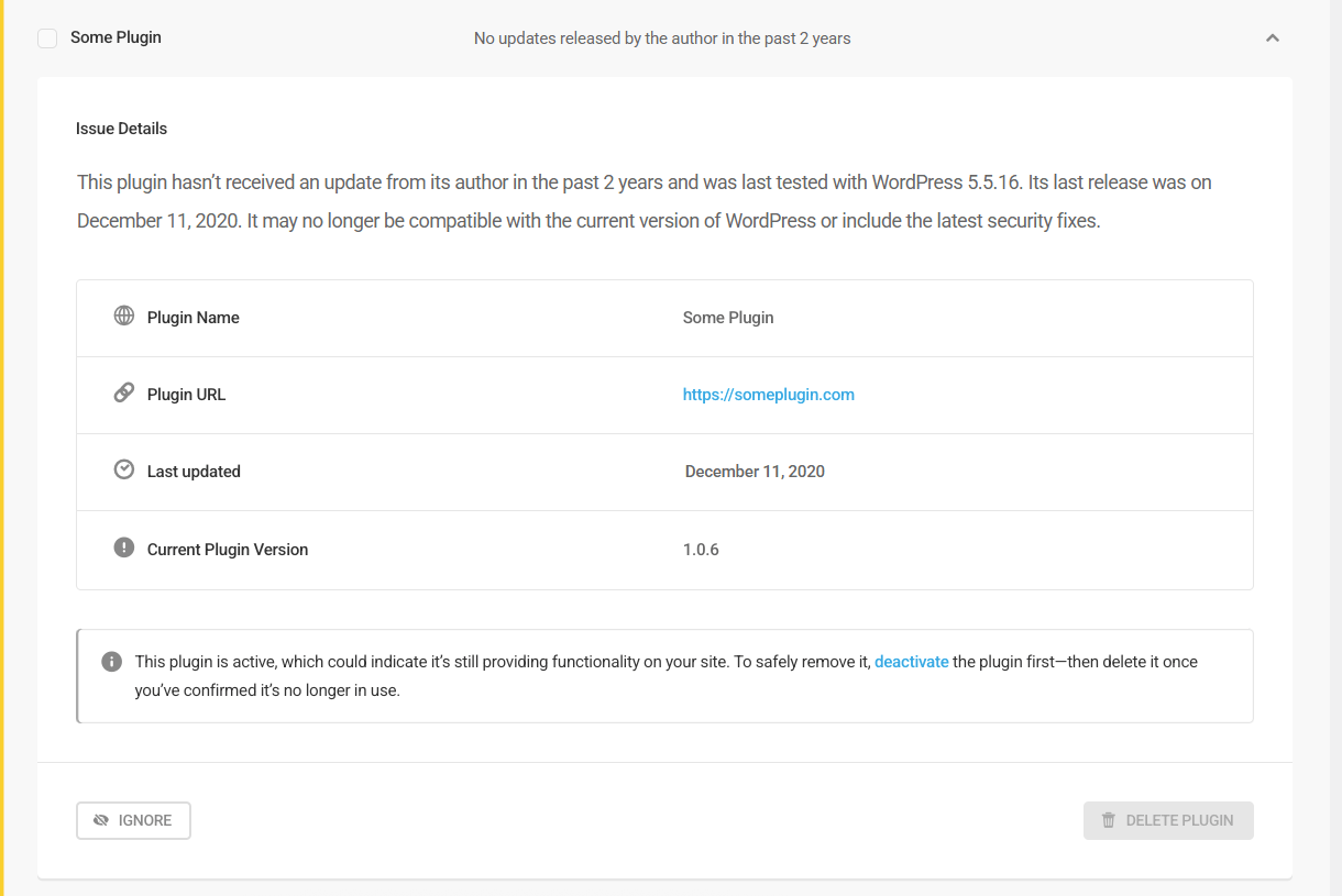 Outdated plugin notice in Defender