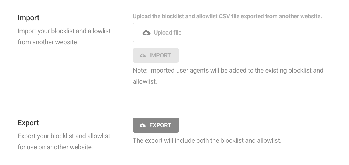 Import or export user agent blocklist in Defender firewall
