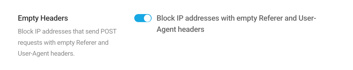 Block user agents with empty headers in Defender