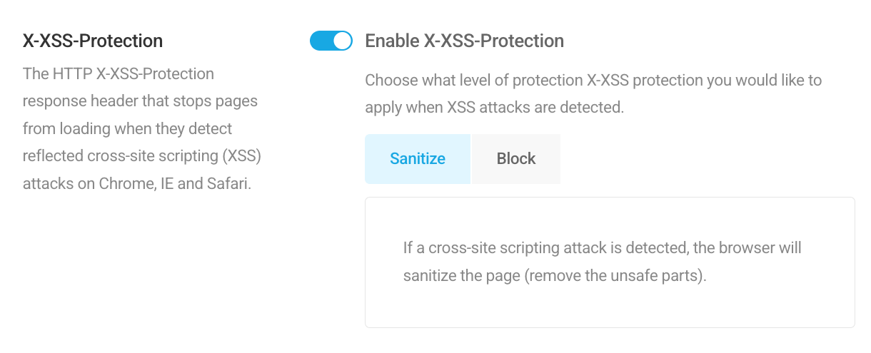 Enable X-XSS security header in Defender