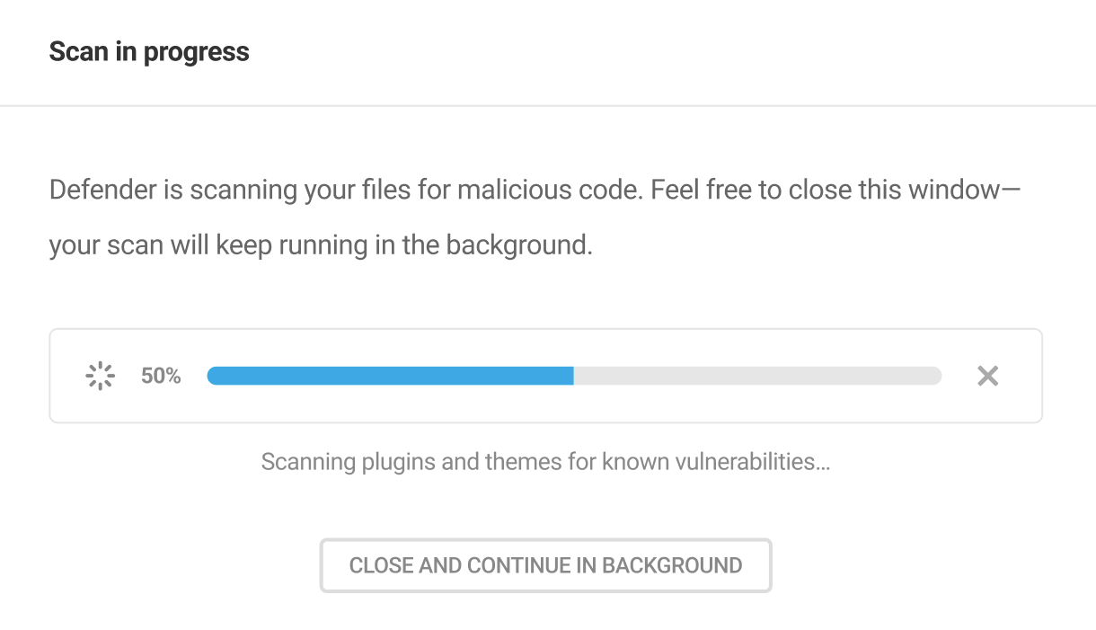 Malware scan progress in Defender