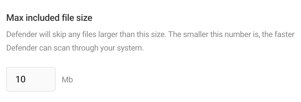 Defender malware scan settings max