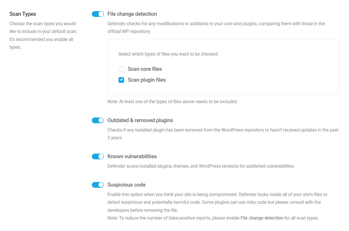 Defender Malware Scan settings