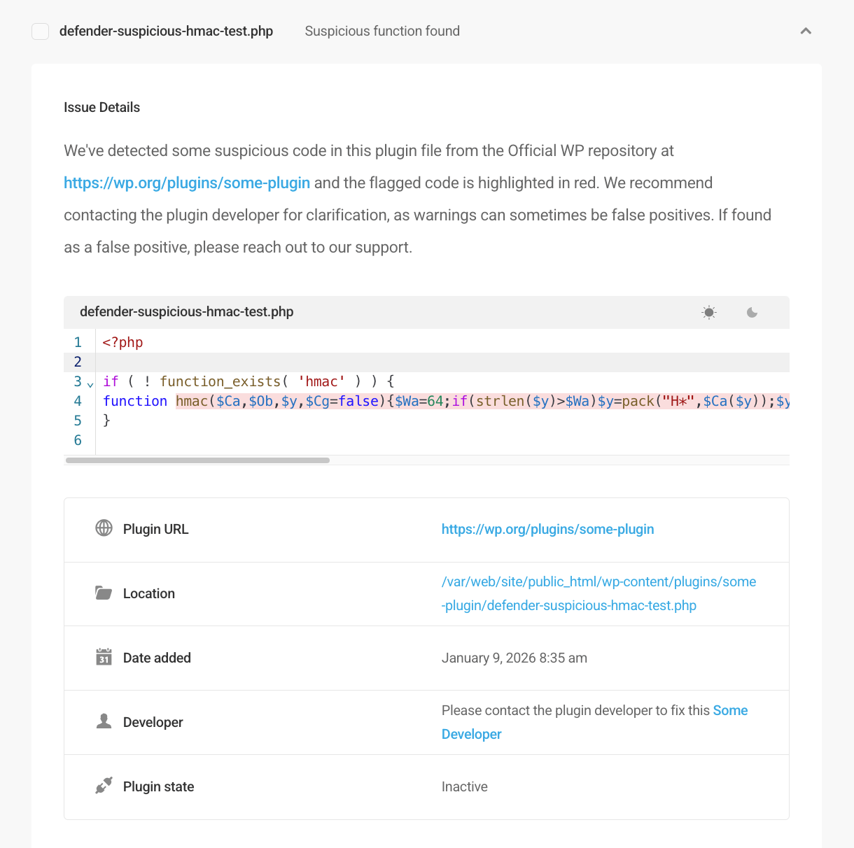 Suspicious code detected by Defender