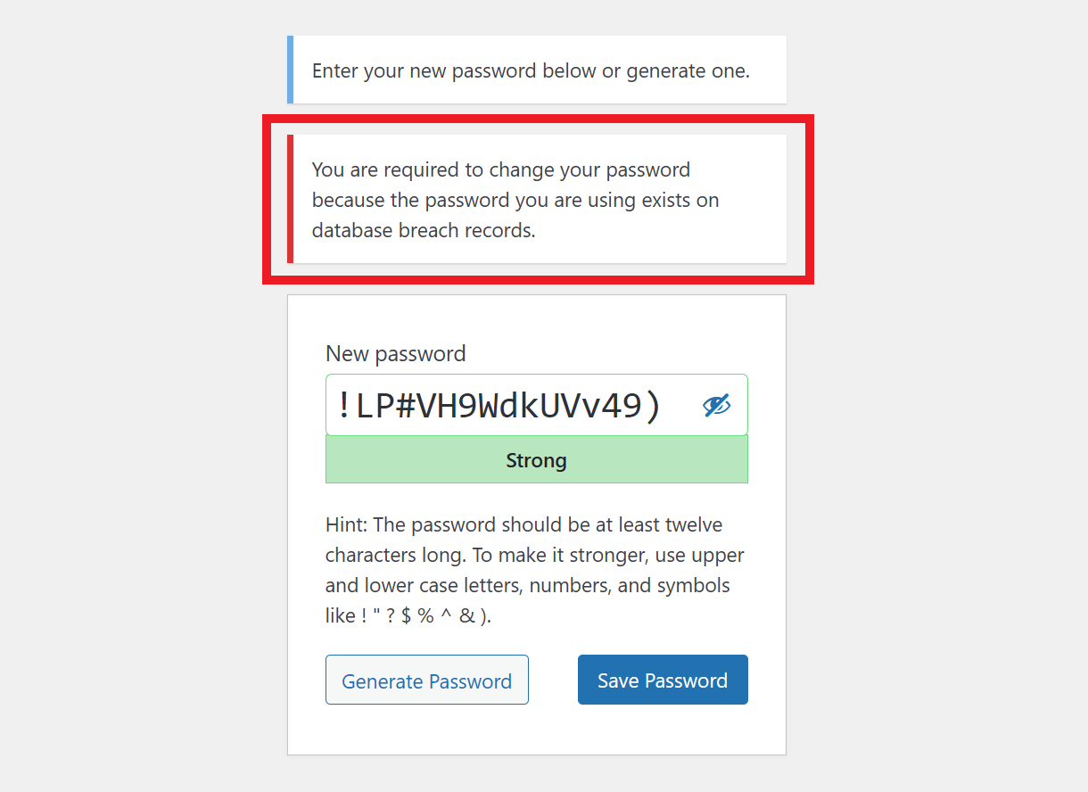 Login message from Defender Pwned Passwords feature