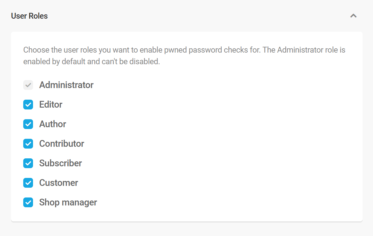 Select user roles in Defender Pwned Passwords feature