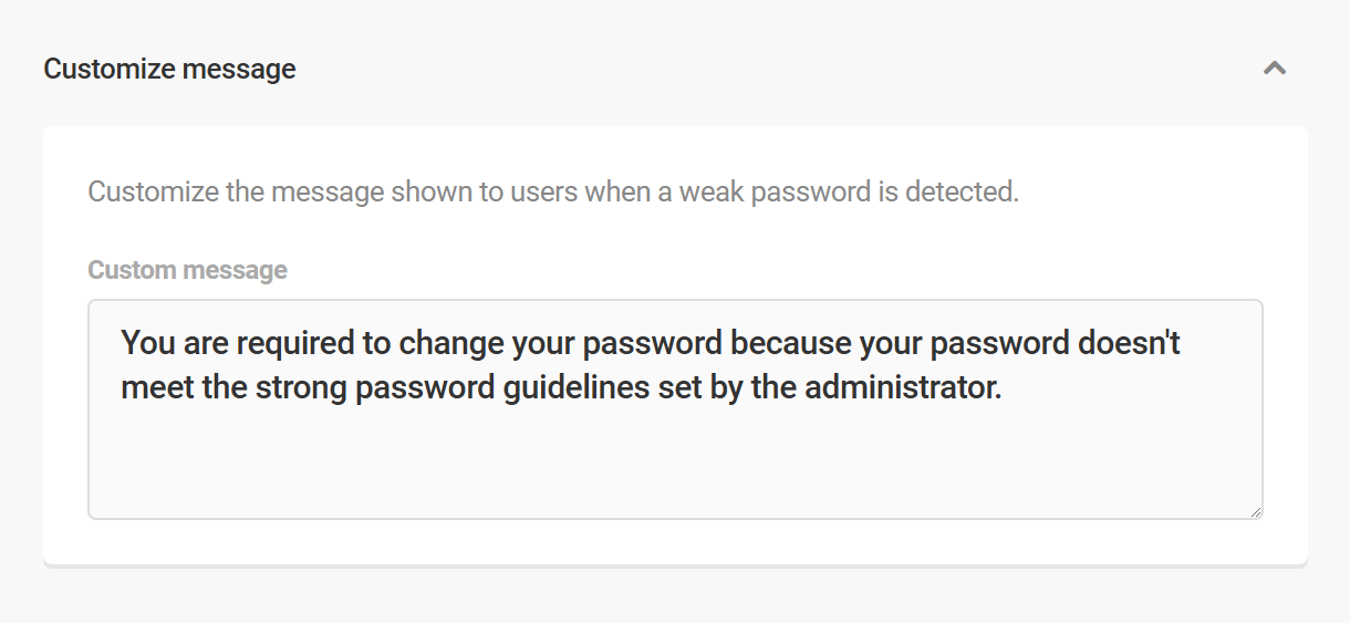 Customize message in Defender Strong Passwords feature