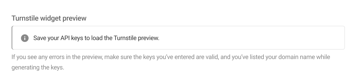Preview widget when the API keys aren’t added