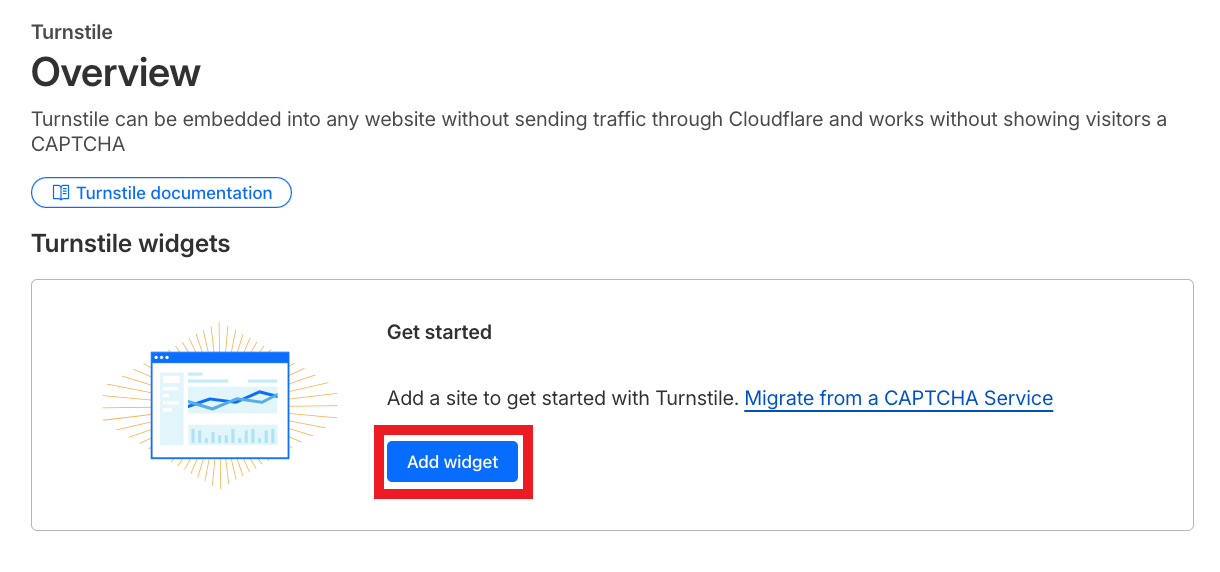 Adding Turnstile widget on Cloudflare dashboard